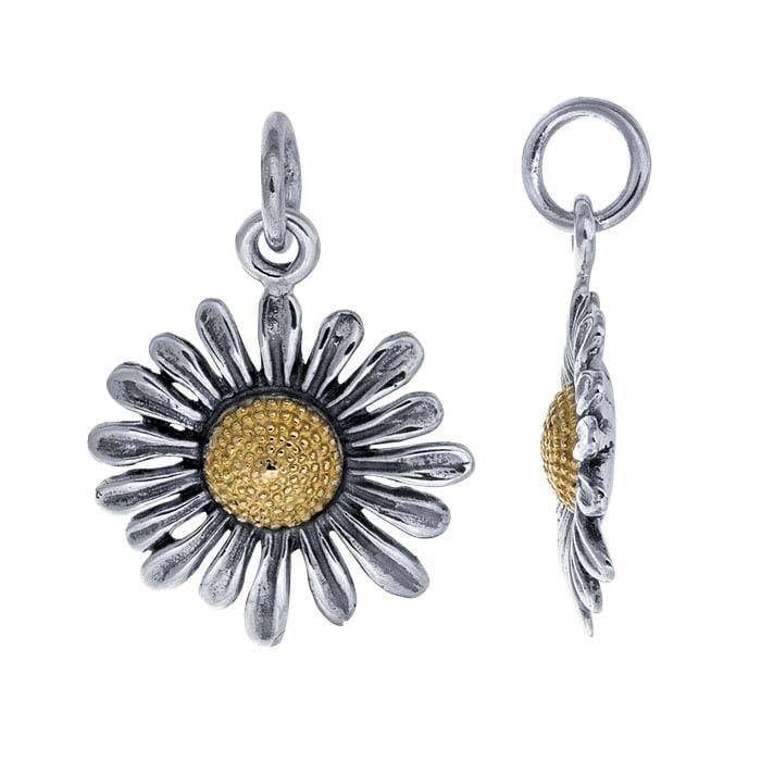 Sterling Silver Daisy Charm with Bronze Center