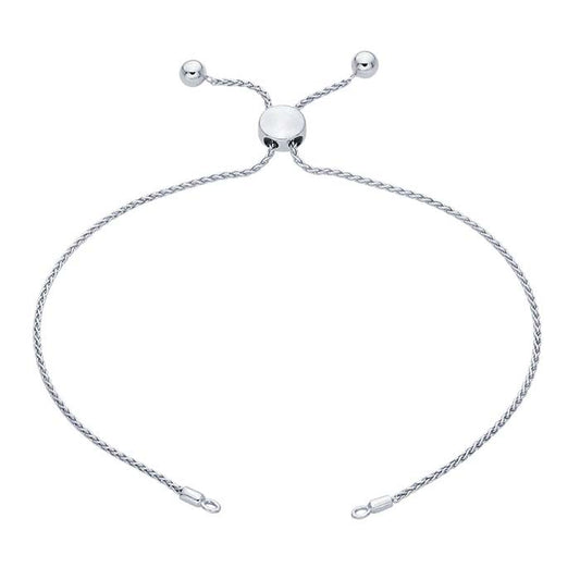 Sterling Silver Diamond-Cut Wheat Chain Bracelet Component, Adjustable