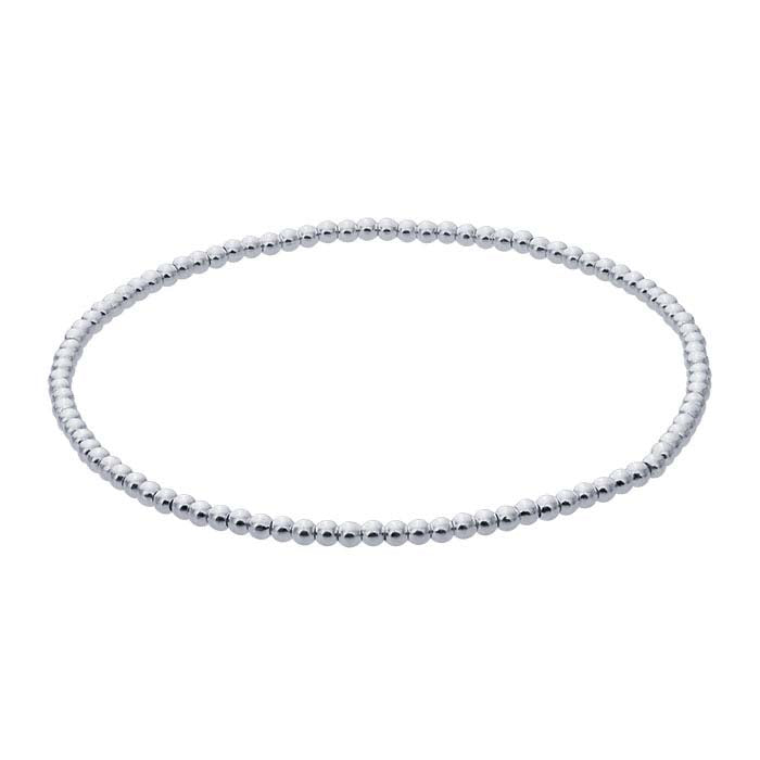 Sterling Silver Beaded Stretch Bangle Bracelet