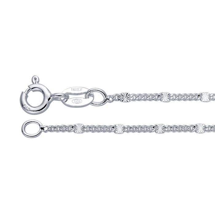 Sterling Silver Curb Chain with Stamped Oval Links