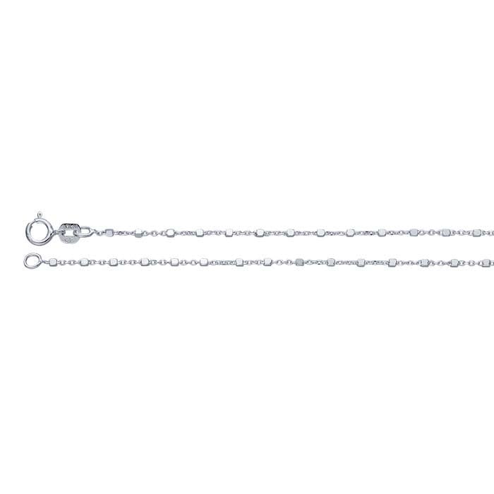 Sterling Silver Cable Chain with Cube Beads