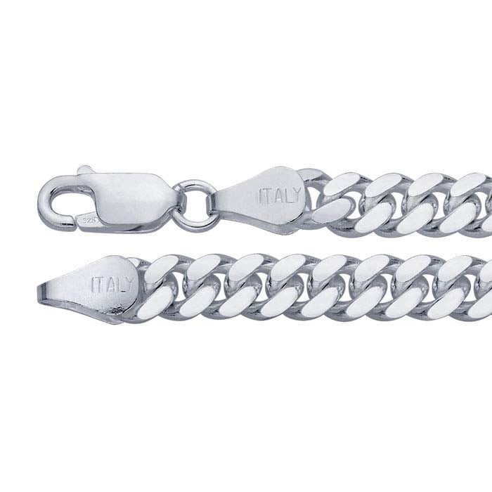 Sterling Silver Beveled Miami Cuban Chain