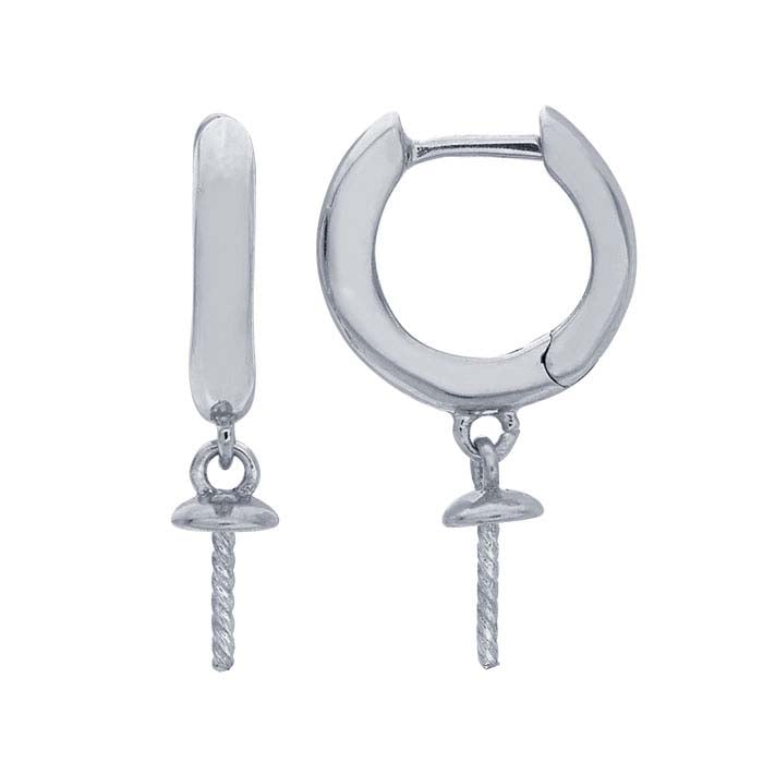 Hoop Earrings with Pearl Mounting Dangle