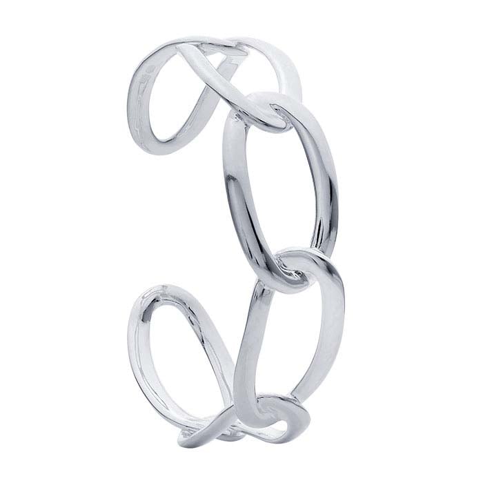 Sterling Silver Large Ovals Cuff Bracelet
