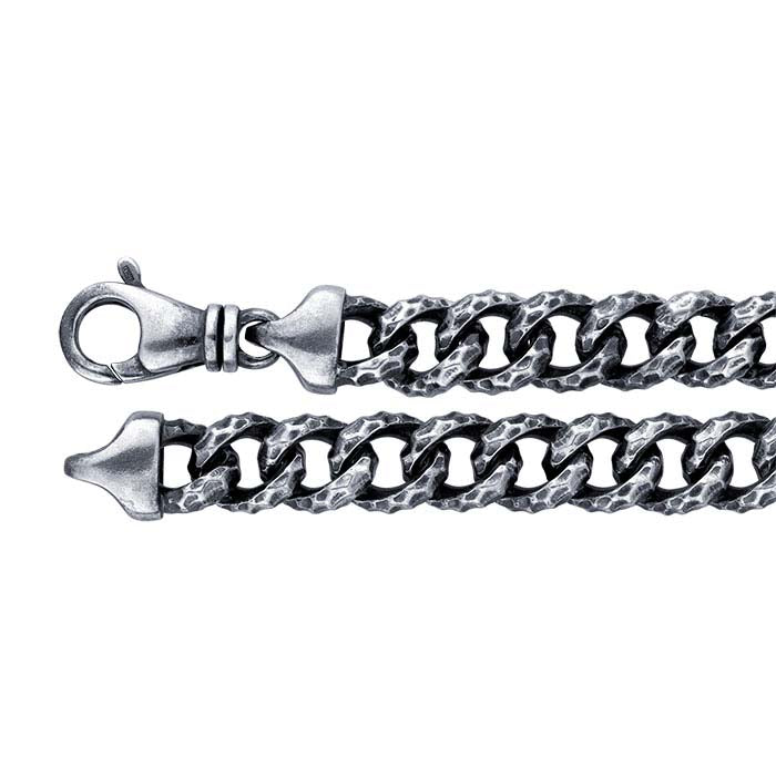 Sterling Silver Gunmetal 9.5mm Curb Chain Bracelet