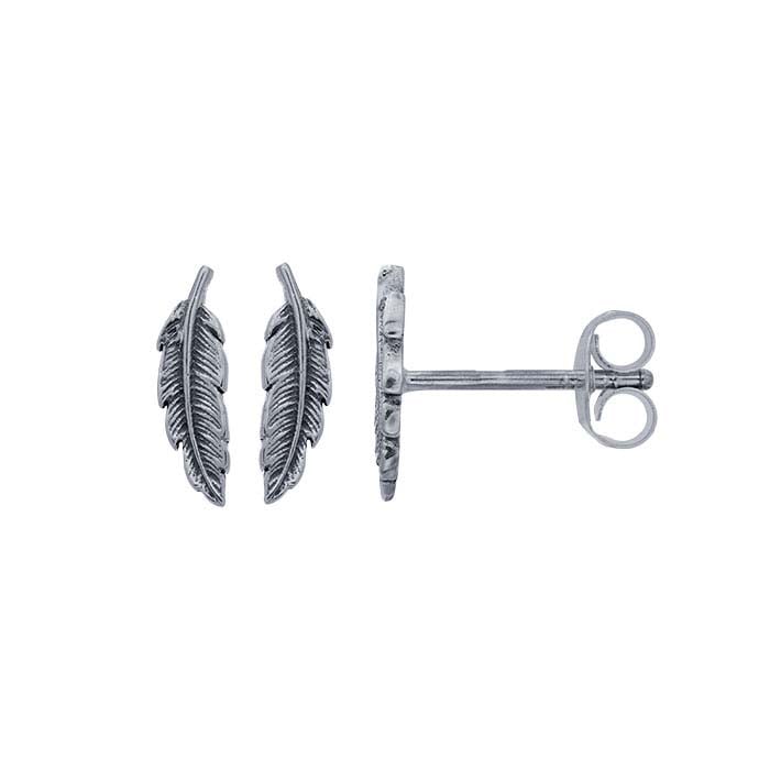 Sterling Silver Feather Post Earrings