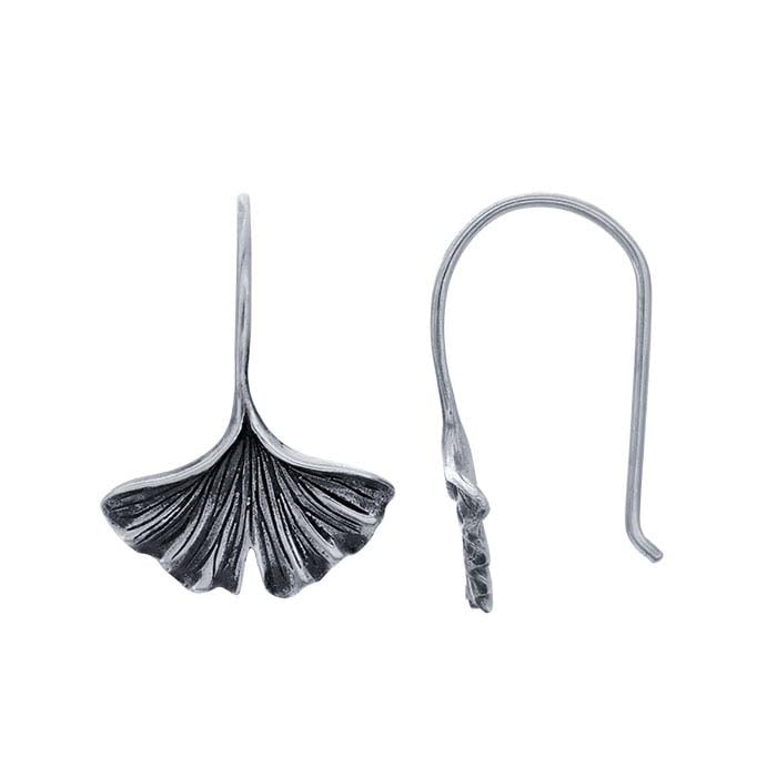Sterling Silver Ginkgo Leaf Wire Earrings