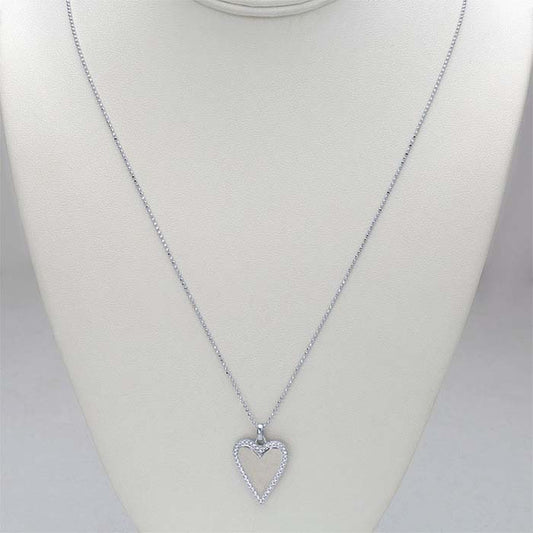 Sterling Silver White Heart Necklace