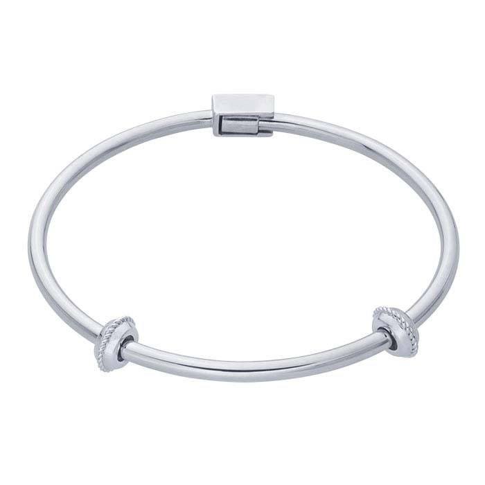 Sterling Silver Bangle Bracelet with Stations