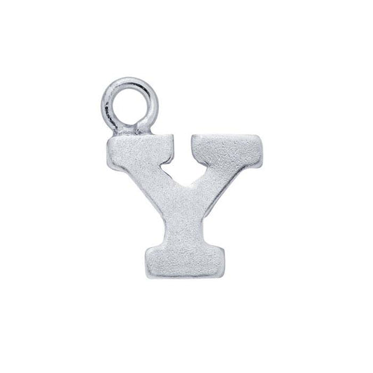Sterling Silver Block Alphabet Charm, "Y"