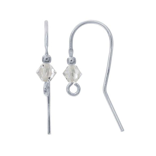 Sterling Silver Crystal Set Ear Wire with Loop