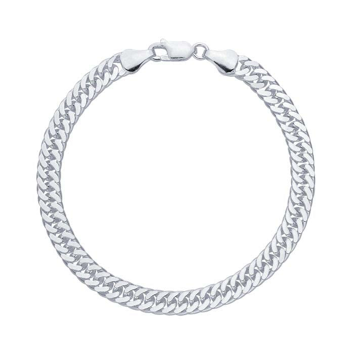 Sterling Silver 5.7mm Diamond-Cut Pavé-Look Curb Chain Bracelet