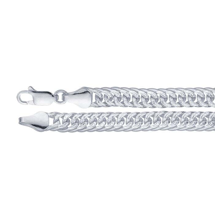 Sterling Silver 5.7mm Diamond-Cut Pavé-Look Curb Chain Bracelet
