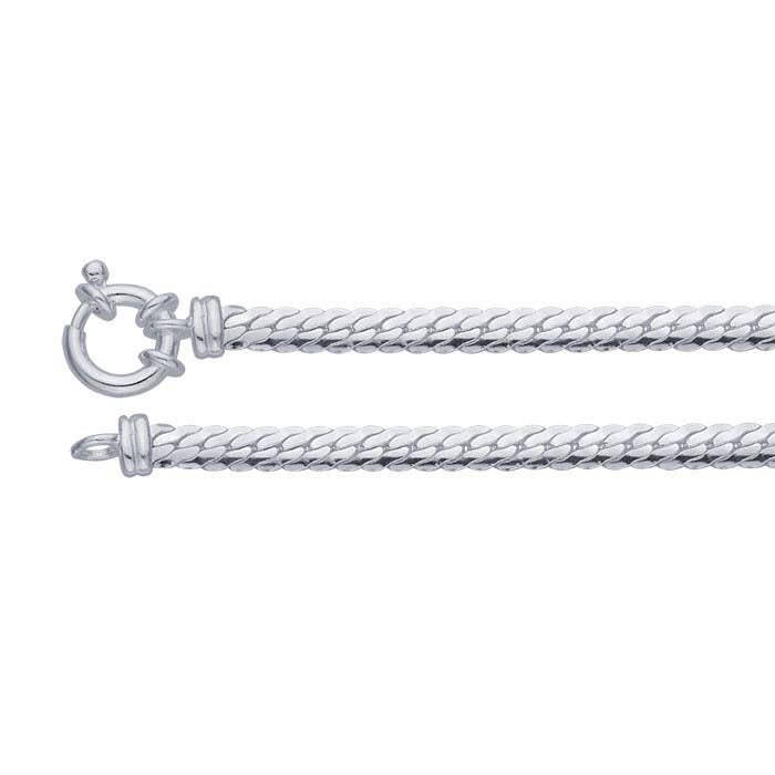 Sterling Silver 4mm Double Curb Chain Bracelet