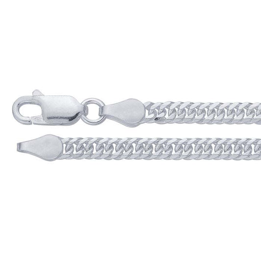 Chaîne gourmette biseautée diamantée en argent sterling 3,3 mm