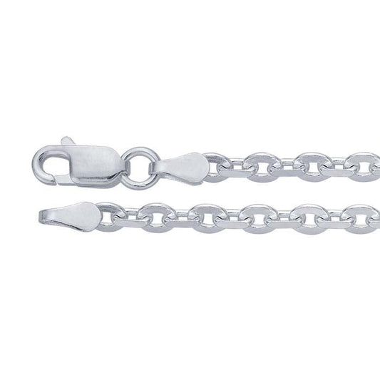 스털링 실버 3.4mm 플랫 오벌 케이블 체인