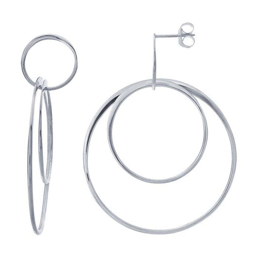 Sterling Silver Circle Post earrings with Two Hoops