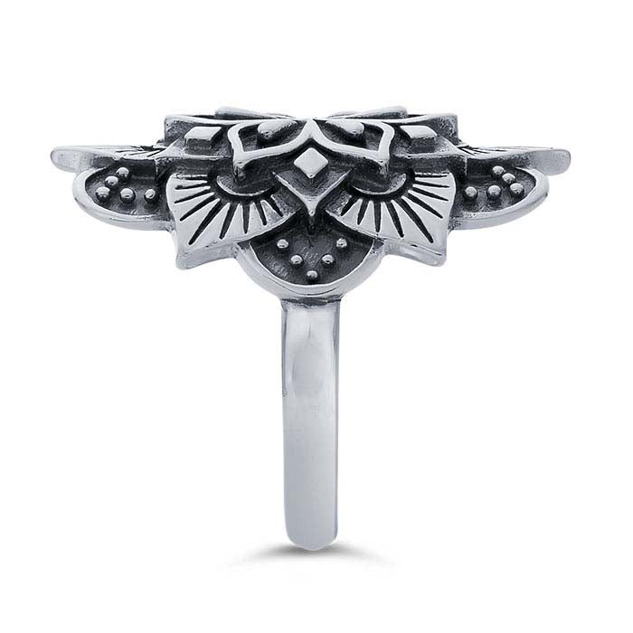 स्टर्लिंग सिल्वर बड़ा मंडला अंगूठी