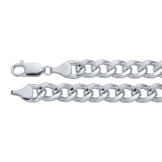 Sterling Silver Beveled Flat Curb Chain Bracelet