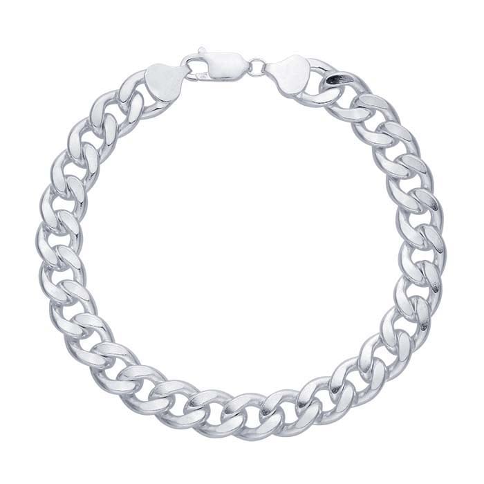 Sterling Silver Beveled Flat Curb Chain Bracelet