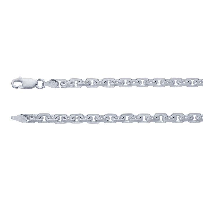 Sterling Silver 4,1 mm diamantkapad oval kabelkedja