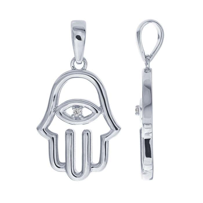 Sterling Silver CZ-Set Hamsa Pendant