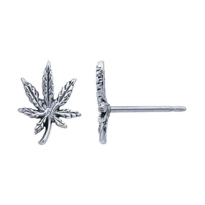 Sterling Silver Cannabis Leaf Post Earring
