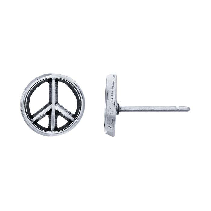 Sterling Silver Peace Sign Post Earring
