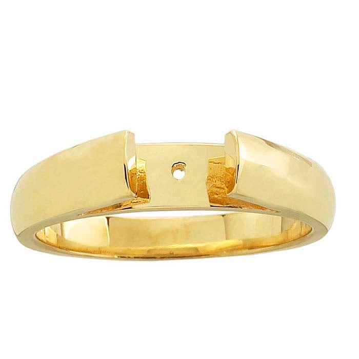 Schwerer Kathedralringschaft aus 14 Karat Gelbgold mit flachem Ende und halbrunder Form