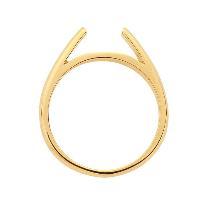 Schwerer Kathedralringschaft aus 14 Karat Gelbgold mit flachem Ende und halbrunder Form