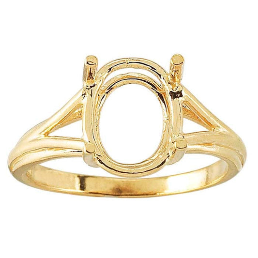 14K Yellow Gold 10 x Oval Basket Ring Mounting