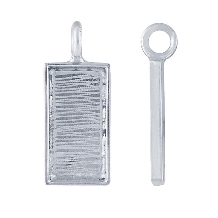 Sterling Silver 21 x Rectangle Resin Pendant Mounting