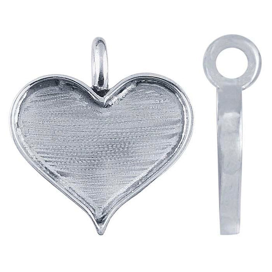 Montatura per pendente a cuore in resina 22 x in argento sterling