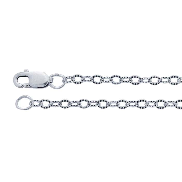 Sterling Silver Oxidized Patterned Cable Chain