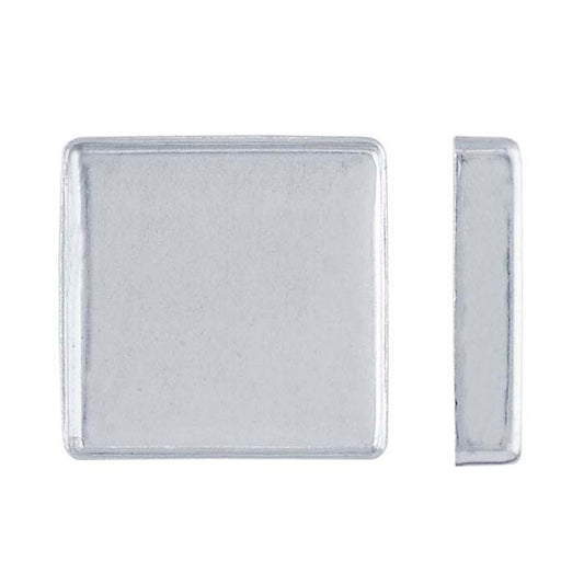 Castone a coppa quadrato 14mm in argento sterling