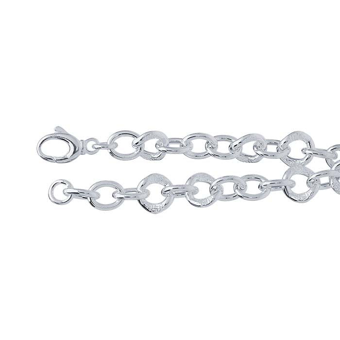 Bracciale a catena cavo con maglie cave in argento sterling