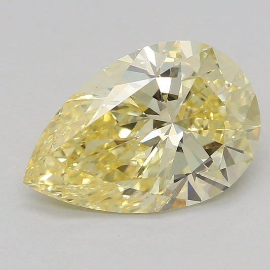 Laboratorijoje užaugintas deimantas 1,57 ct, kriaušės formos, geltonas, VS1