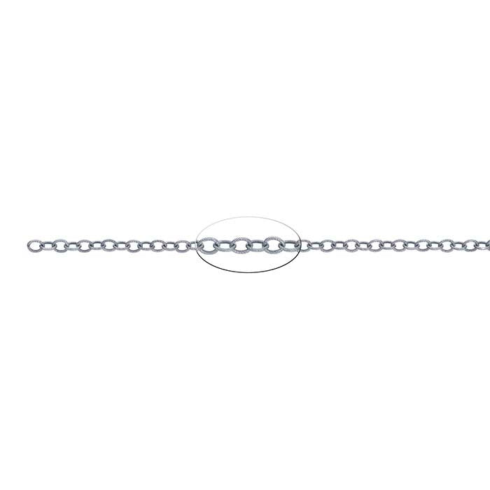 Sterling Silver Oxidized Twist-Pattern Oval Cable Chain, By the Foot
