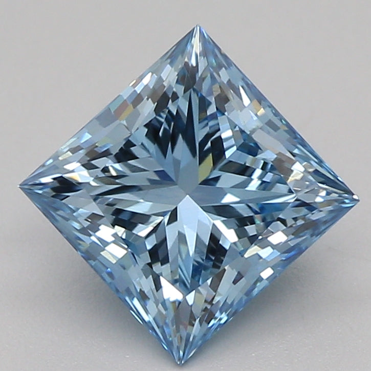 Laboratoriedyrket diamant 1,01 ct, prinsesse, blå, VVS2