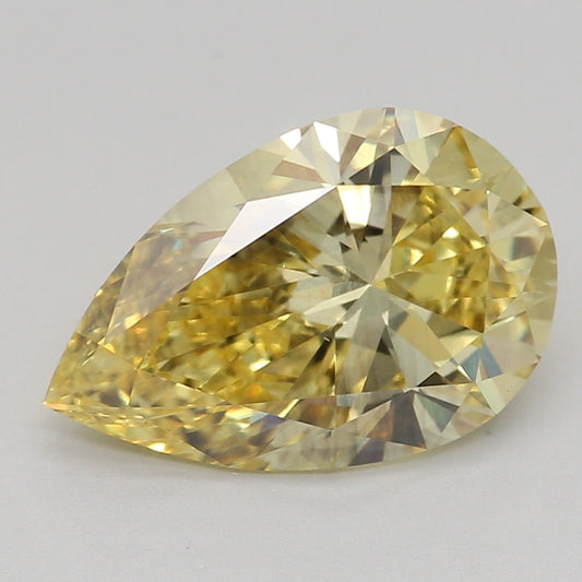 Laboratorijoje užaugintas deimantas 1,55 ct, kriaušės formos, geltonas, VS2