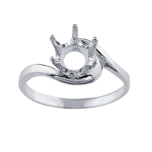 Sterling Silver ReadySet™ Crescent 8mm Round Ring Mounting