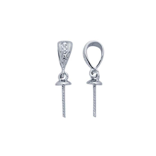 Montagem de Pendente em Ouro Branco 14K com Pérola e Diamantes