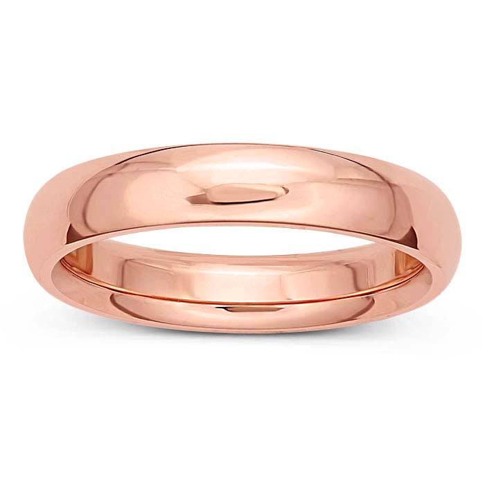 Nordt Anillo de boda semicircular pesado de ajuste cómodo en oro rosa de 14K