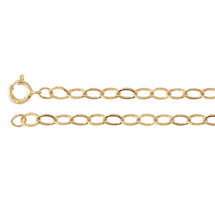 14K Yellow Gold Flat Oval Cable Chain