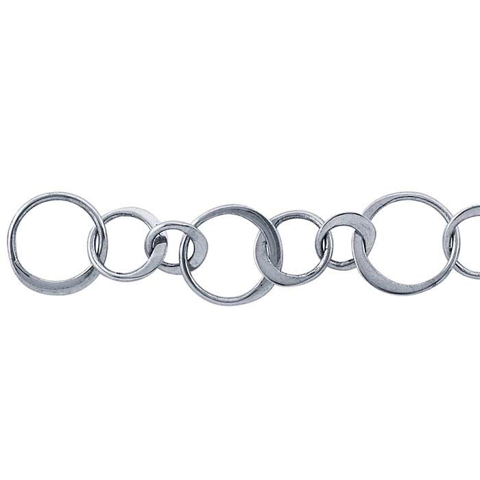 Sterling-hopea litistetyt ympyrät kaapeliketju