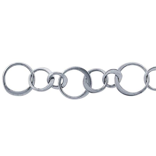 Corrente de Cabo com Círculos Achaflanados em Prata de Lei