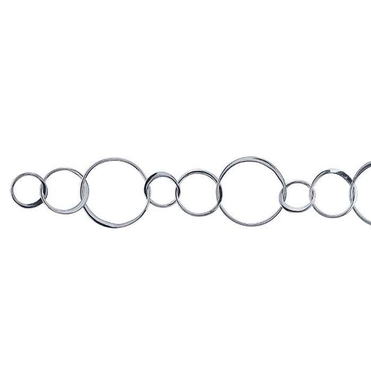 Corrente de Cabo com Círculos Achaflanados de Prata Esterlina 18,7mm, por Metro