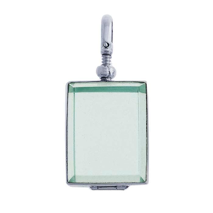 Sterling Silver Rectangle Glass Locket Pendant
