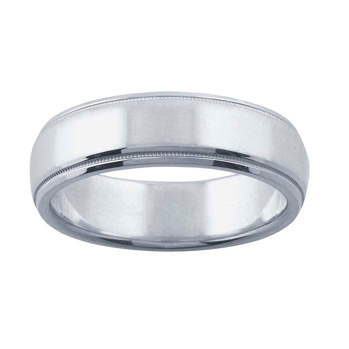 Nordt Anillo de boda con borde de grano de molino en plata de ley