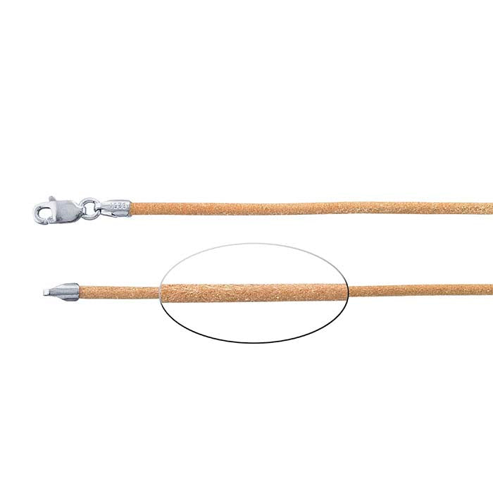 Natural Leather Cord with Sterling Silver Clasp